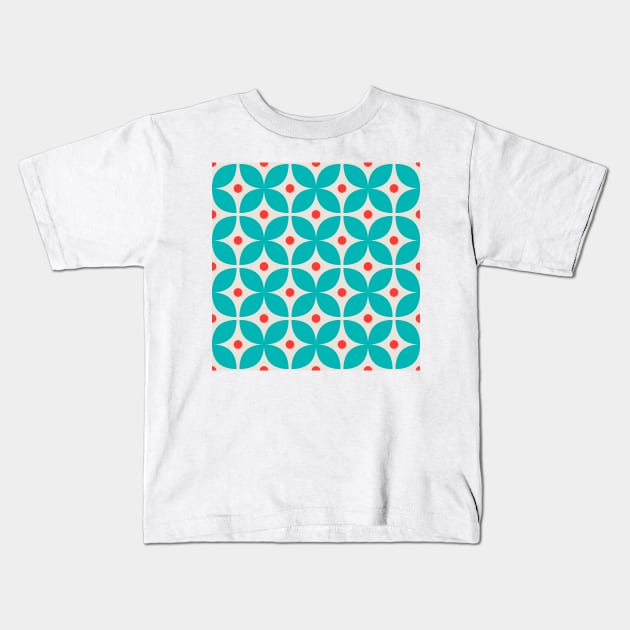 Geometric Pattern: Stylised Flower: Blue Kids T-Shirt by Red Wolf